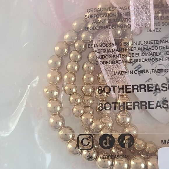 8 Other Reasons Set of 5 Beaded Bracelets Gold Tone - Picture 4 of 5